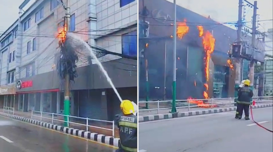 थापाथलीमा बिजुलीको पोलमा आगलागी Thapathali by Ditible