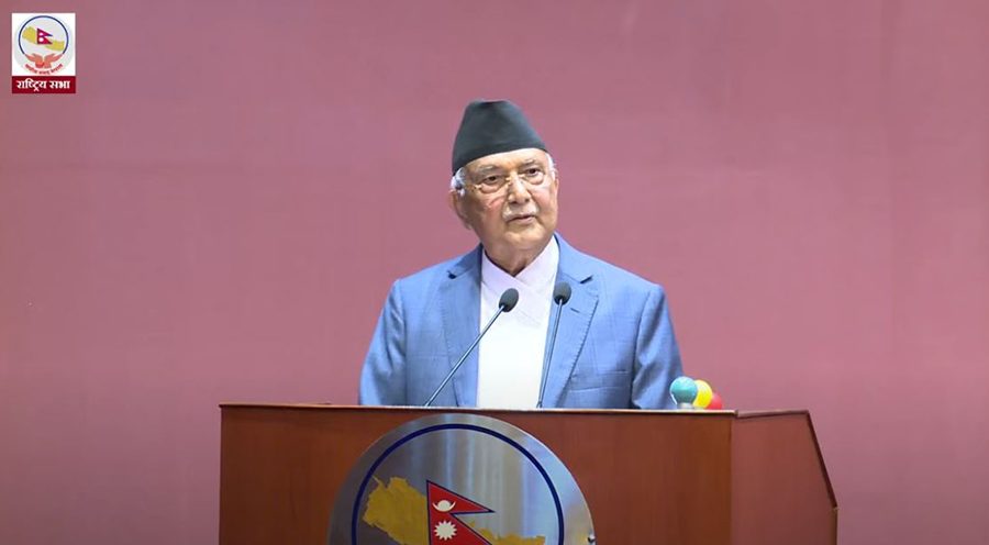 kp oli at upper house rastriya sabha1 e1753872521529 by Ditible
