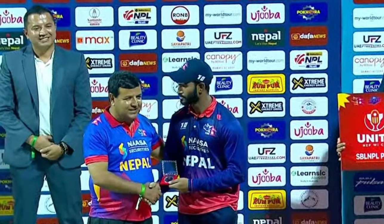 वेस्ट इन्डिजविरुद्ध इतिहास रचेको नेपाली टिमलाई डा. सुनिल शर्माले सम्मान स्वरुप २० लाख दिने -वाइरिबल WhatsApp Image 2025 09 30 at 09.42.21 by Ditible