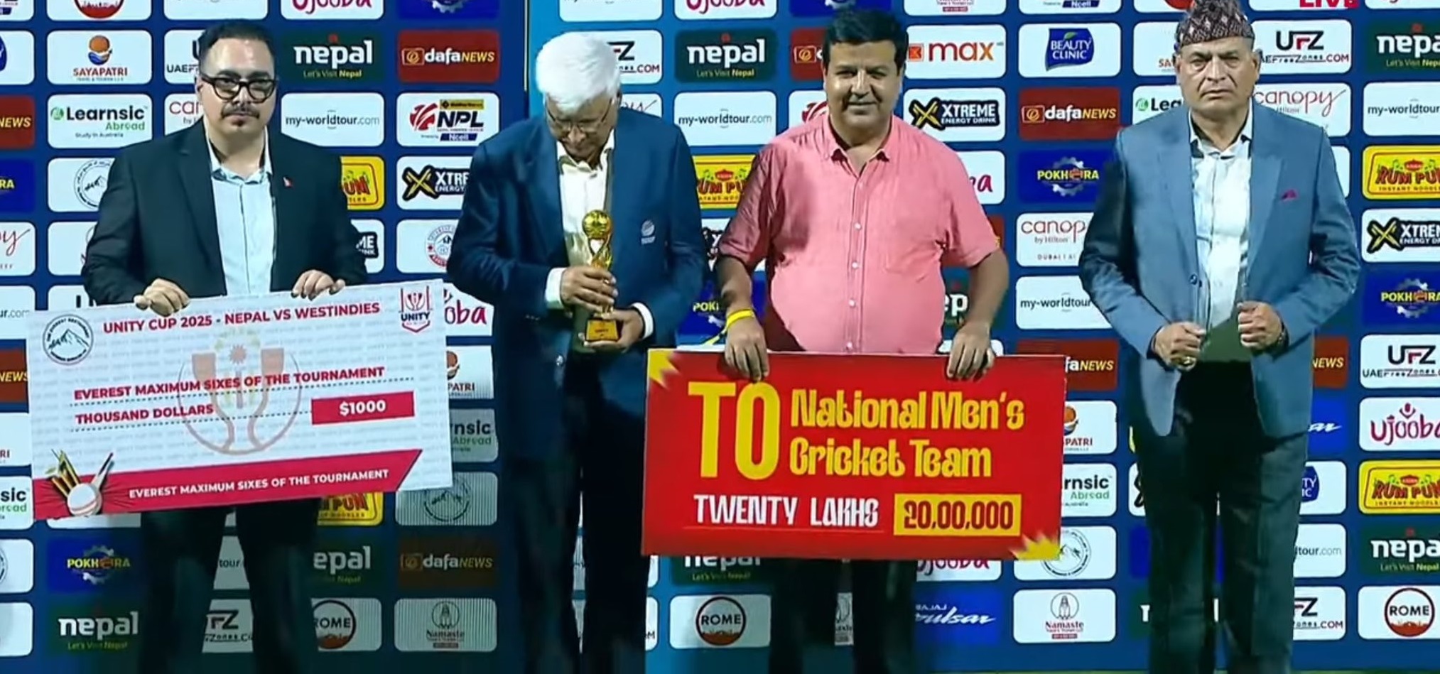 ऐतिहासिक विजयपछि नेपाली क्रिकेट टिमलाई डा.सुनिल शर्माद्वारा २० लाख सहयोग -वाइरिबल 557823255 1310480157126807 4374789807435219068 n by Ditible